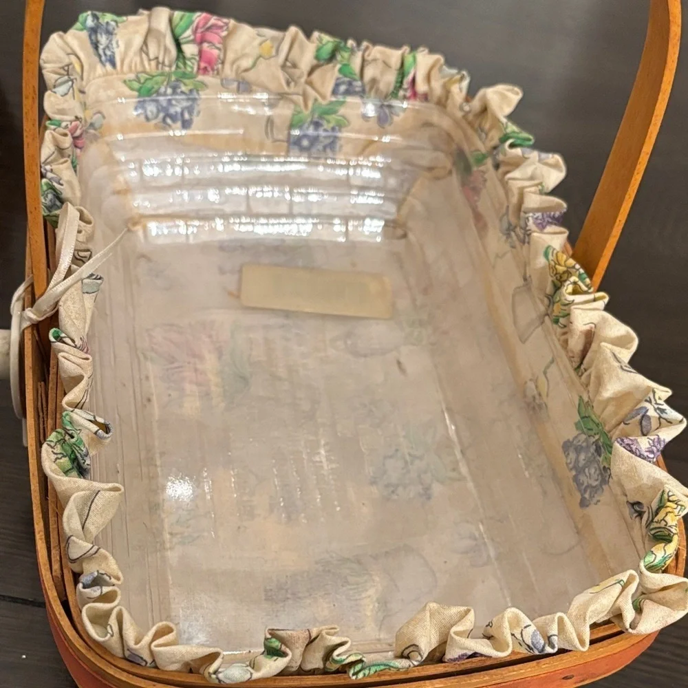 Longaberger 2000 Century Celebration Basket Floral Liner Handle Hat Medallion